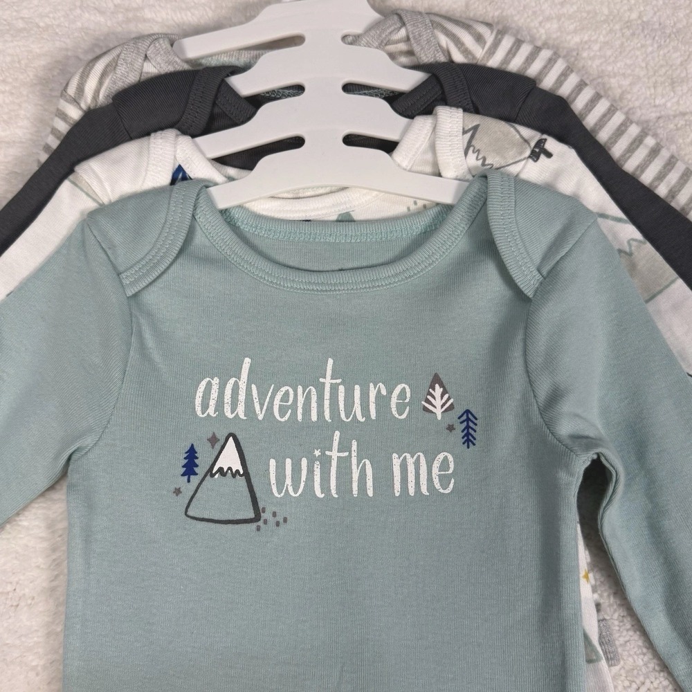 Adventures! Baby Boy 4-pk Long Sleeve Bodysuit Set NEW! 3-6 M Gift Baby‎ Shower
